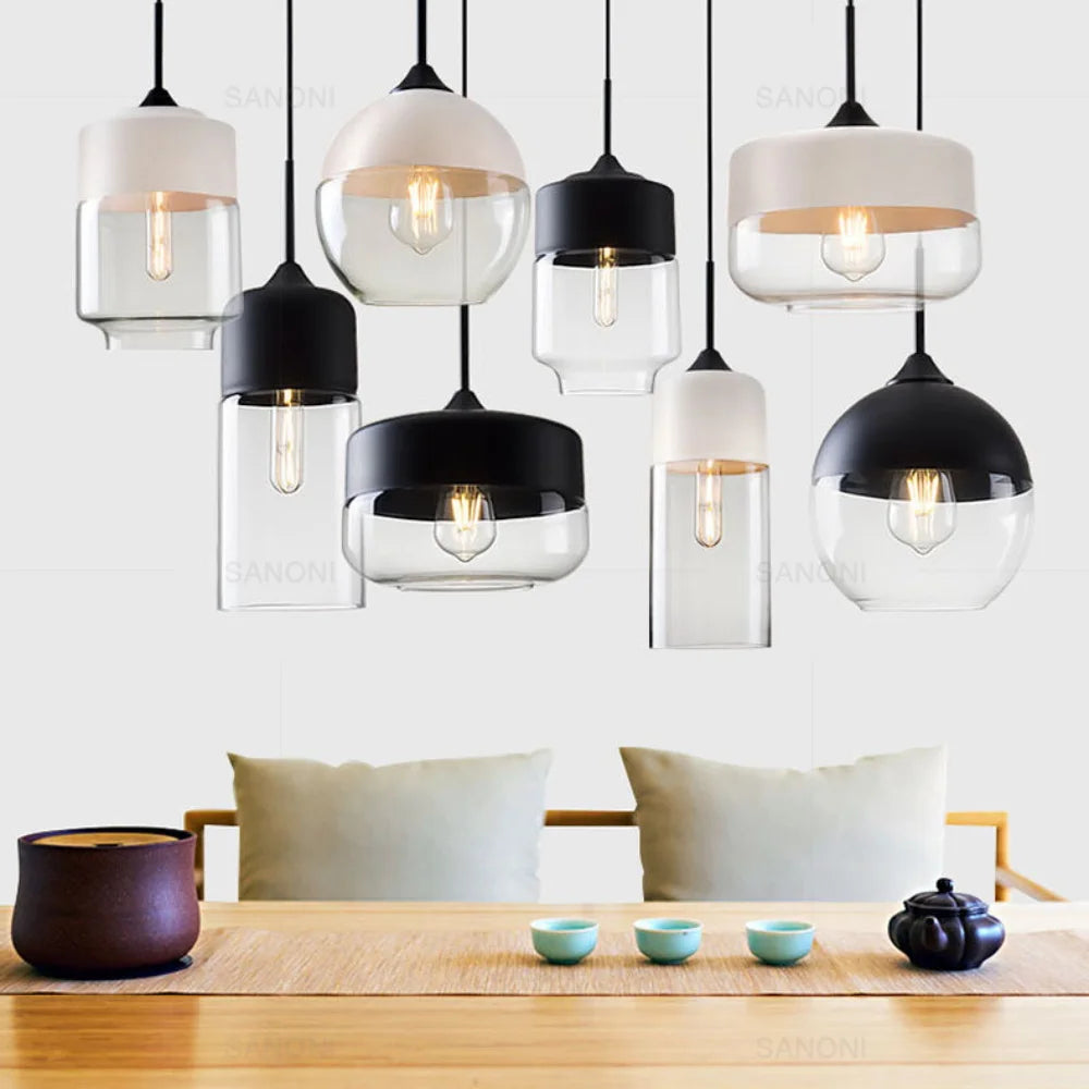 Nordic Glass Pendant Lights Fixtures Modern LED Wood Chandelier For Living Dinning Room Light Bedroom Wood Color Hanging Lamp