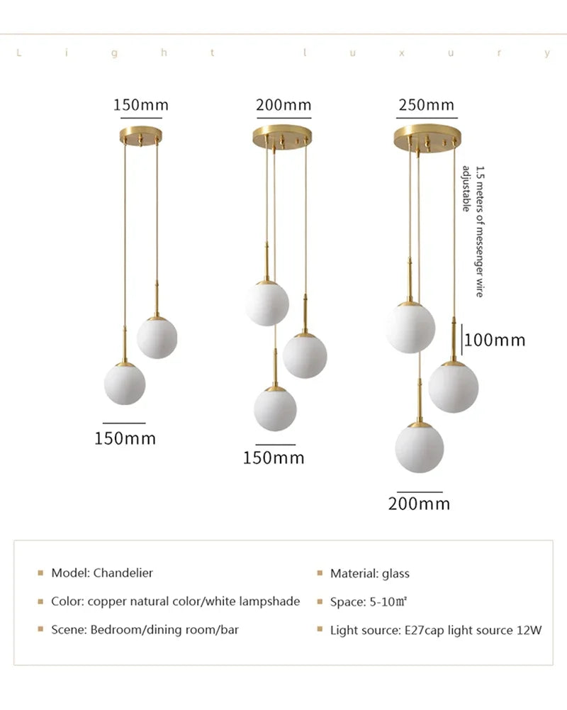 Modern Glass Ball LED Pendant Lamp for Dining Room Hotel Lobby and Stairs - Elegant Chandelier Hanging Light