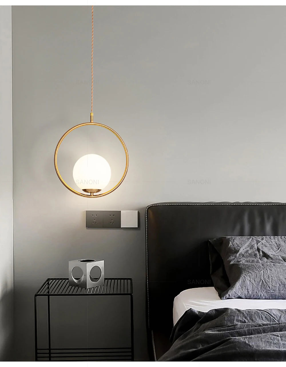 Modern Gold Glass Ball Pendant Lamp - Elegant Chandelier for Dining Room Kitchen or Bedside Lighting