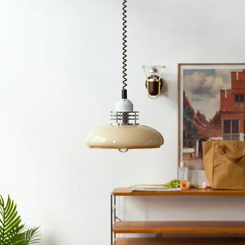 Bauhaus Glass Pendant Light LED Medieval Retro Retractable Chandeliers Restaurant Bar Bedroom Study Pendant Hanging Lamp Lustre