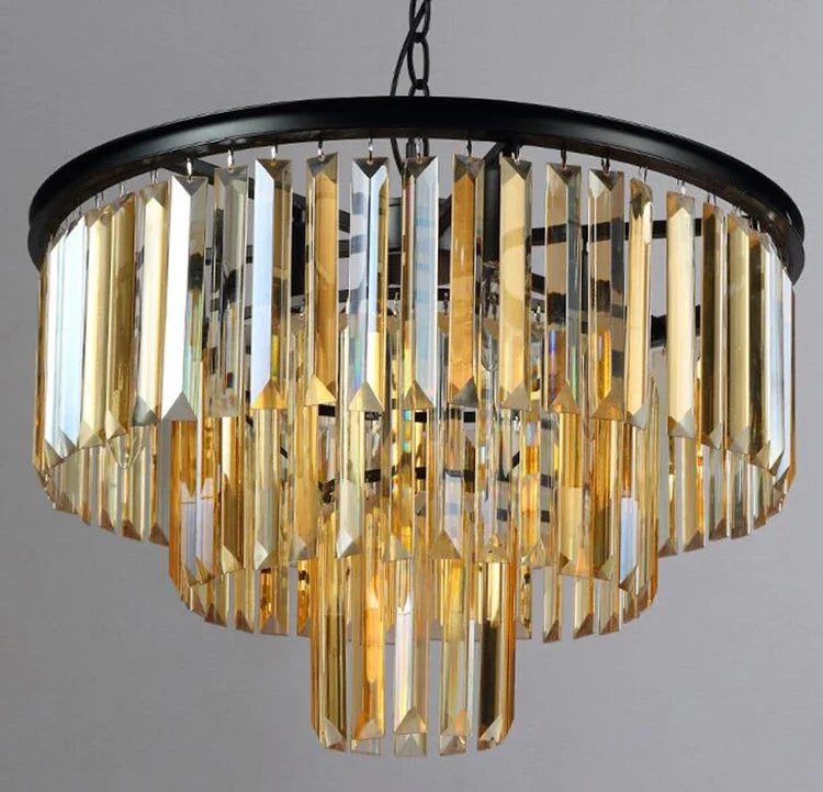 Modern Crystal Chandelier Elegant K9 Crystal Smoky Gray Crystal Suspension Lamps for Cafe Restaurant Hotel