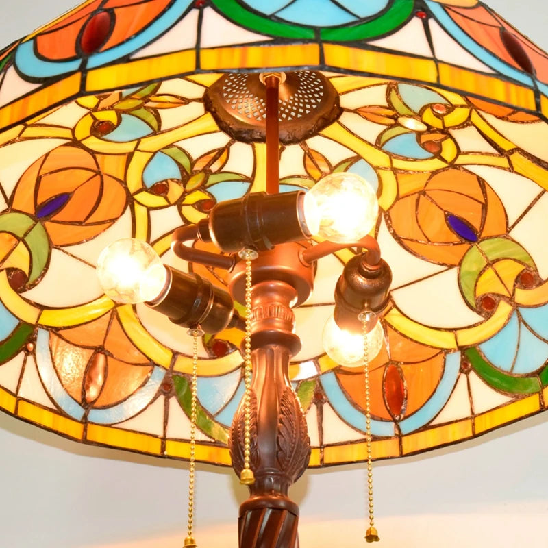 Tiffany Style Stained Glass Floor Lamp  Antique Blue Pole Lamp for Living Room Bedroom Home Office Decor