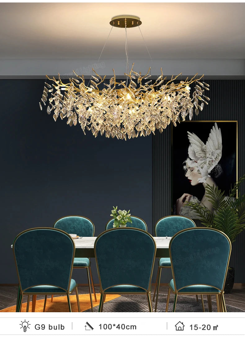 Luxury LED Ceiling Chandelier with Polished Gold Finish for Living Room and Hotel Hall