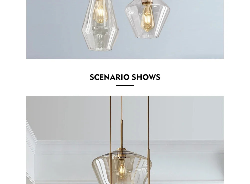 Amber Glass Chandelier Pendant Light for Dining Room Living Room Bedroom Hotel Cafe and Bar Decor