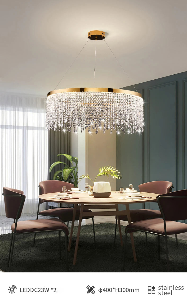 Living Room Luxury Chandelier Crystal Hanging Lamp Modern Home Decor LED Luster for Dining Room Pendant Lighting Fixture