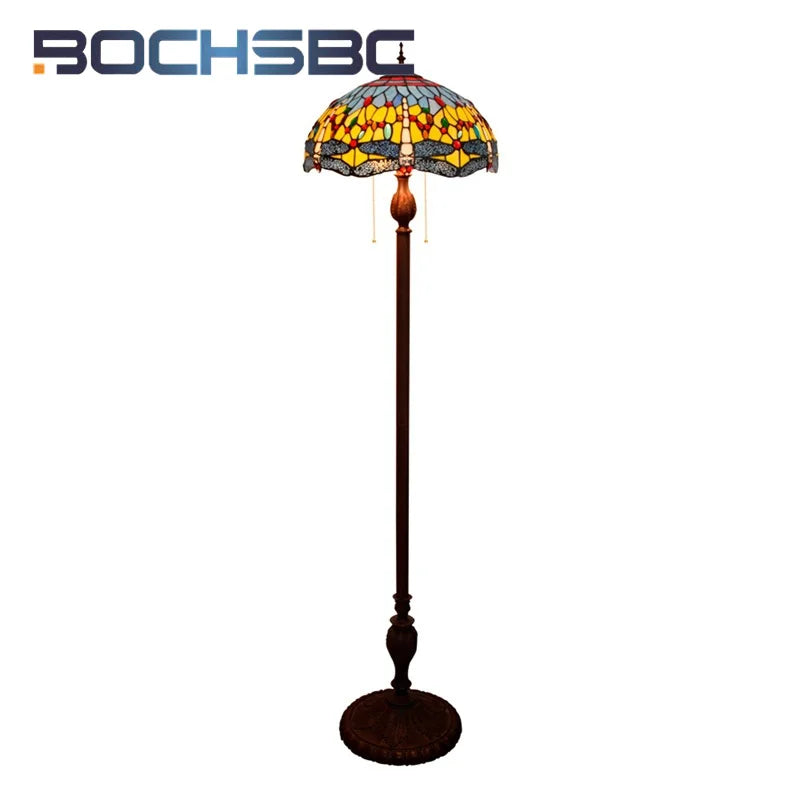Colorful Dragonfly Floor Lamp - Art Deco Tripod Design for Living Room Dining Room Study or Bedroom