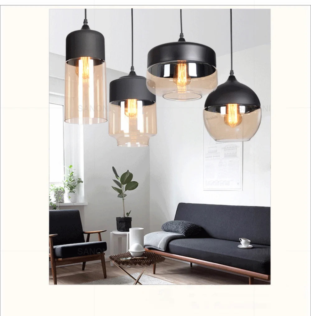 Nordic Glass Pendant Lights Fixtures Modern LED Wood Chandelier For Living Dinning Room Light Bedroom Wood Color Hanging Lamp