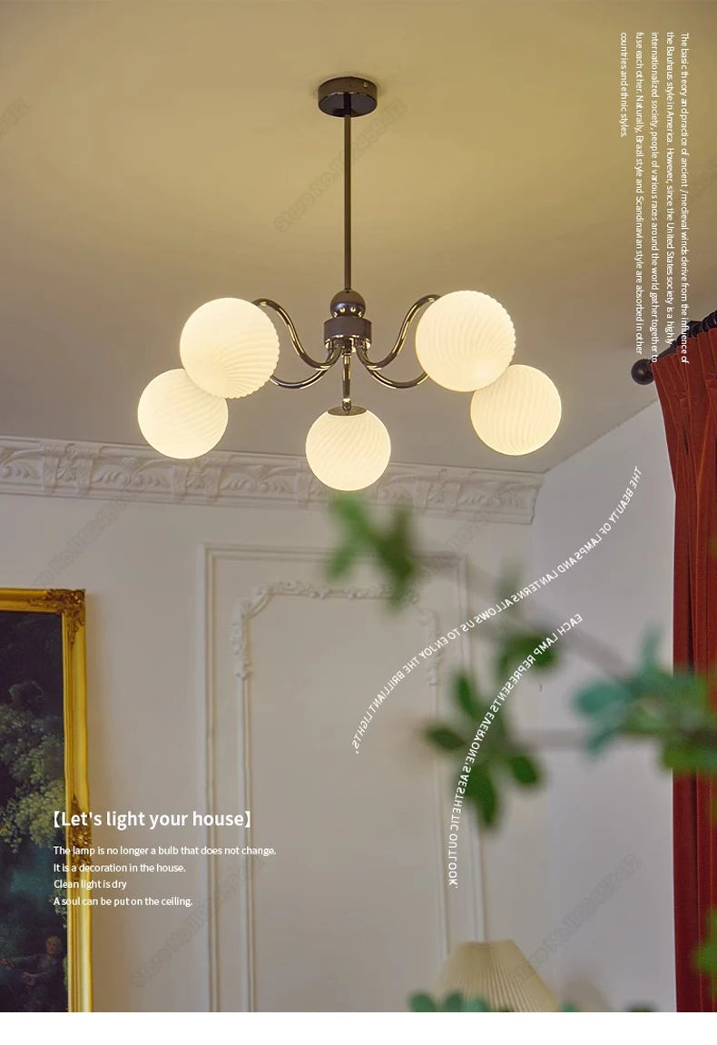 Glass Ball Chandelier for Modern Bedroom Home Decor - Elegant Hanging Light Fixture