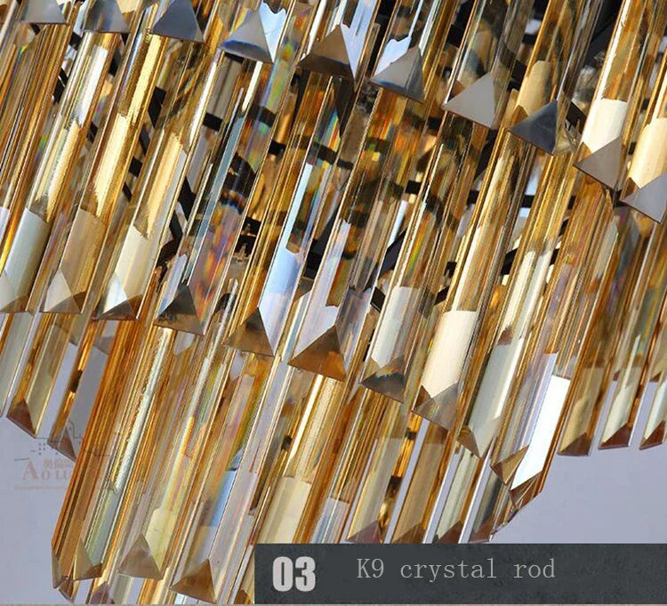Modern Crystal Chandelier Elegant K9 Crystal Smoky Gray Crystal Suspension Lamps for Cafe Restaurant Hotel