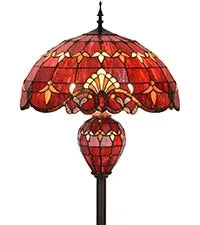 Maple Tree Leaves Tiffany-style Stained Glass Torchiere Floor Lamp with Sidelights - 70in Elegant Home Decor
