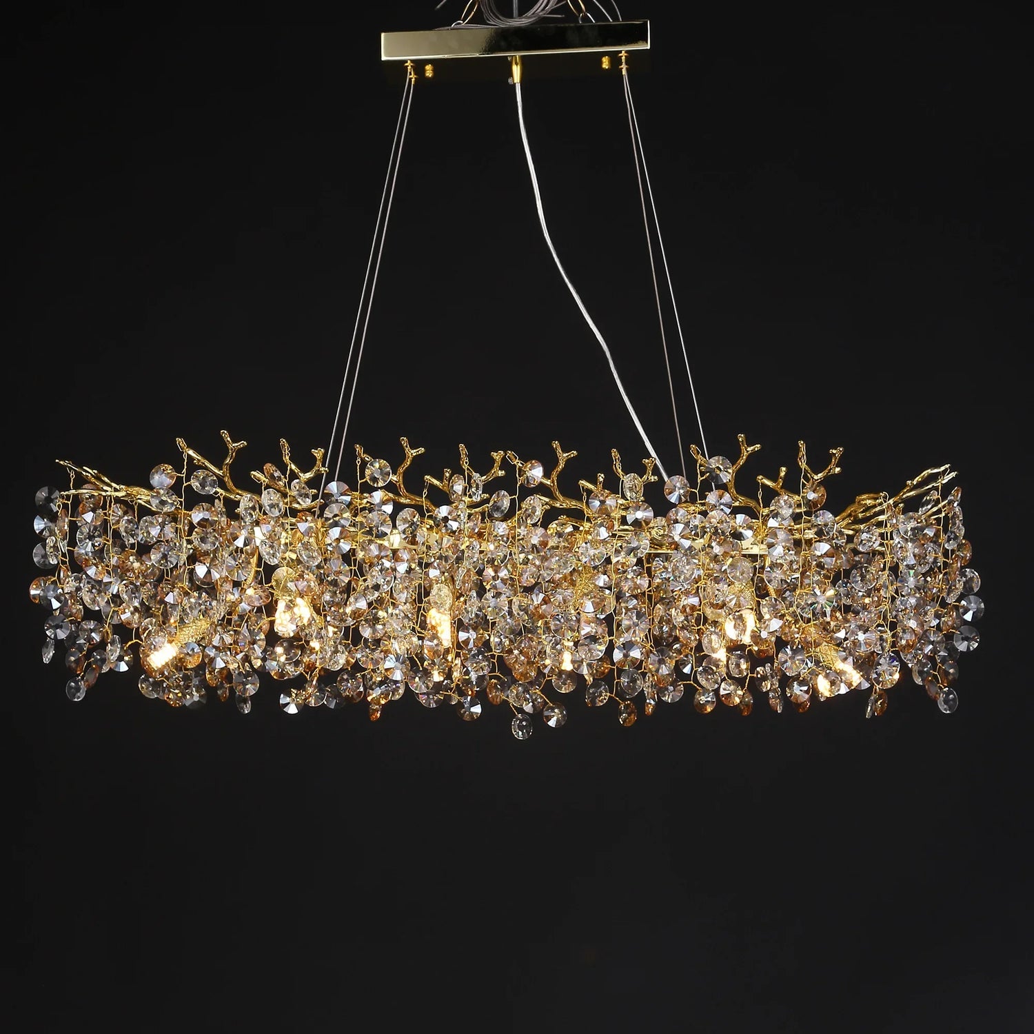 Crystal Pendant Chandelier LED Light Fixture for Dining Room  Restaurant - Elegant Sunflower Design