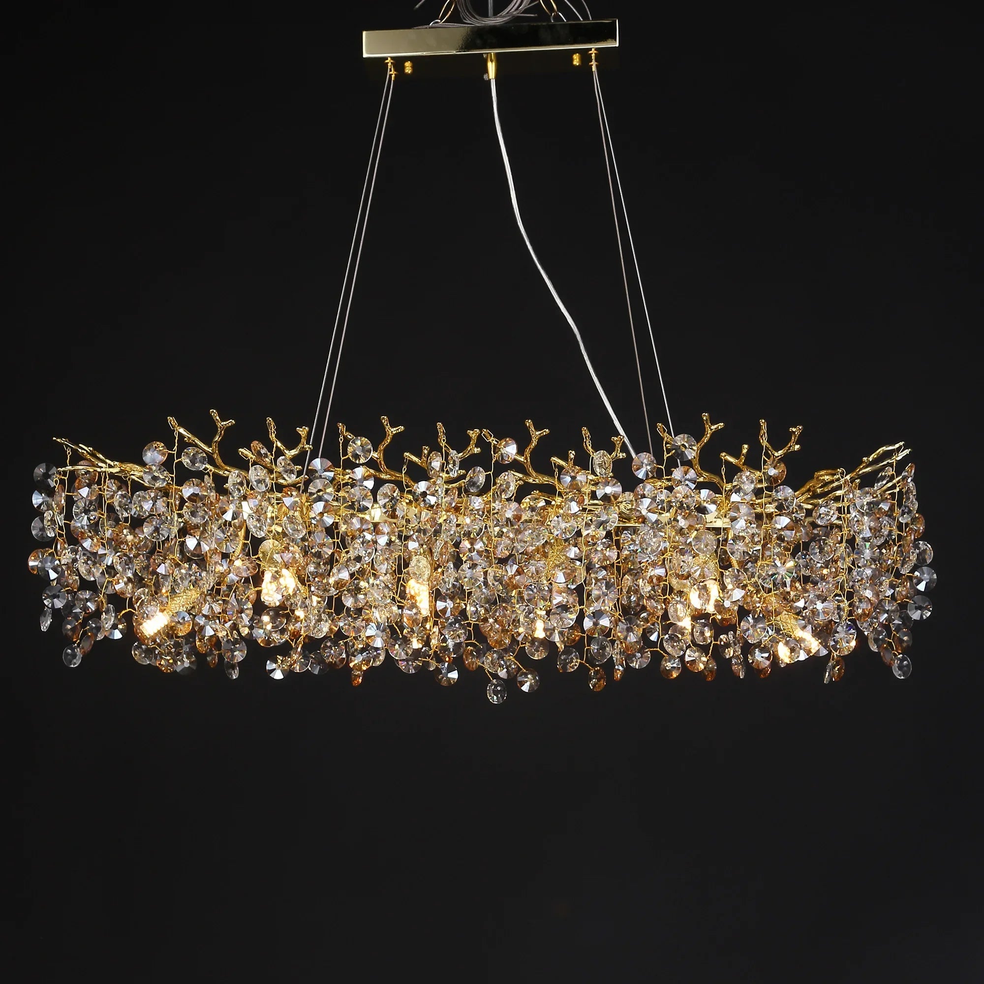 Crystal Pendant Chandelier LED Light Fixture for Dining Room  Restaurant - Elegant Sunflower Design