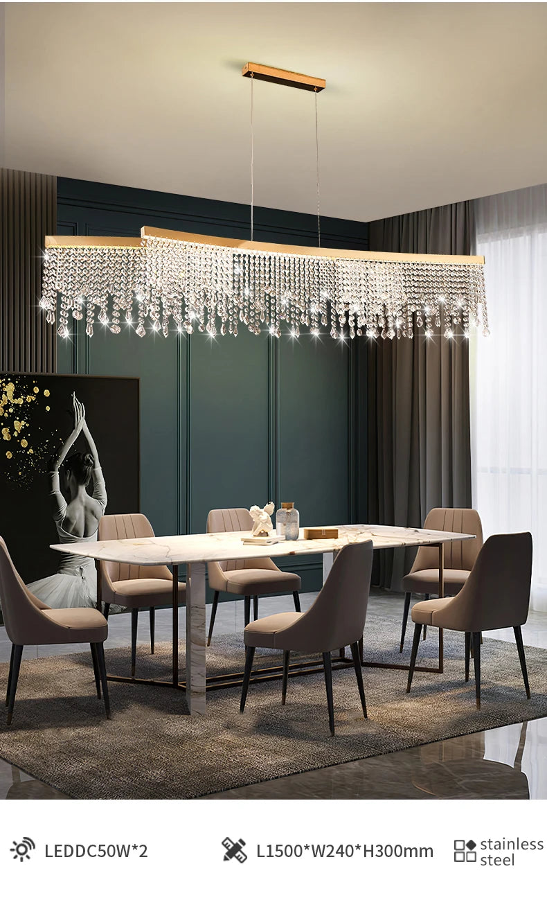 Living Room Luxury Chandelier Crystal Hanging Lamp Modern Home Decor LED Luster for Dining Room Pendant Lighting Fixture