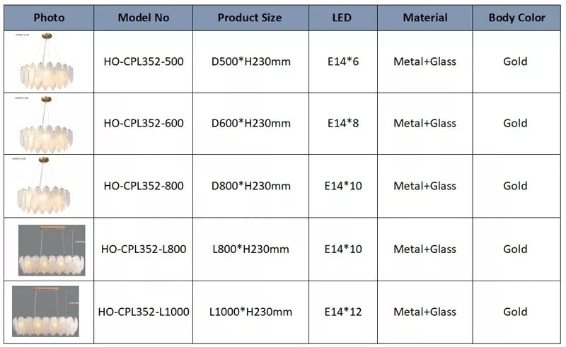 Feather Glass and Gold Metal Modern Luxury Pendant Light - Chic Chandelier for Living Room and Bedroom Décor