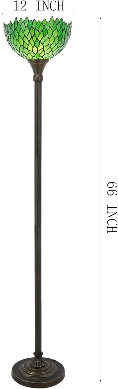 Green Wisteria Stained Glass Floor Lamp - 66 Corner Torch with 12 Shade Elegant Lighting