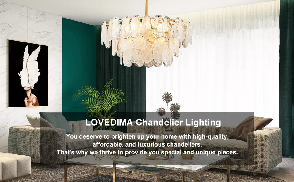 Crystal Luxury Pendant Lamp Glass Metal LED Chandeliers for Living Room and Dining Room Decoration Hanging Ceiling Light Fixture