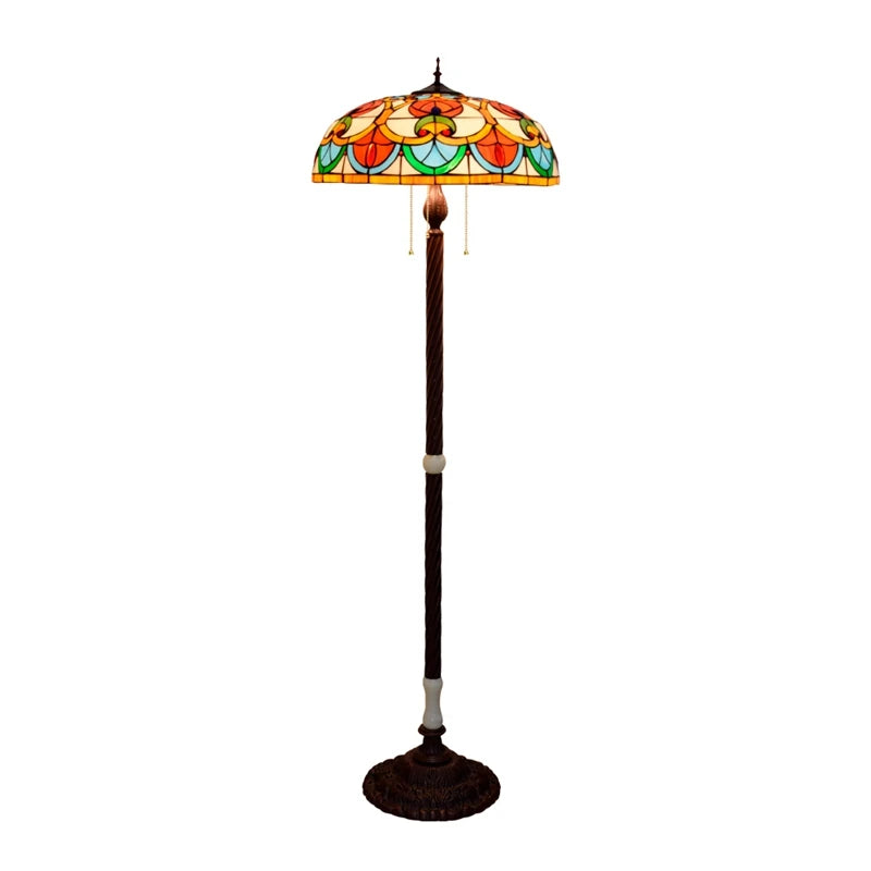 Tiffany Style Stained Glass Floor Lamp  Antique Blue Pole Lamp for Living Room Bedroom Home Office Decor