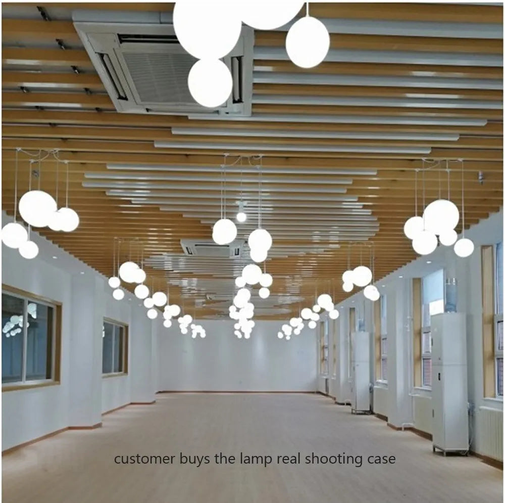 Home Decor Pendant Lights - White Glass Ball Hanging Lamps for Bar Dining Room and Bedroom Clothing Store LED Ceiling Chandeliers