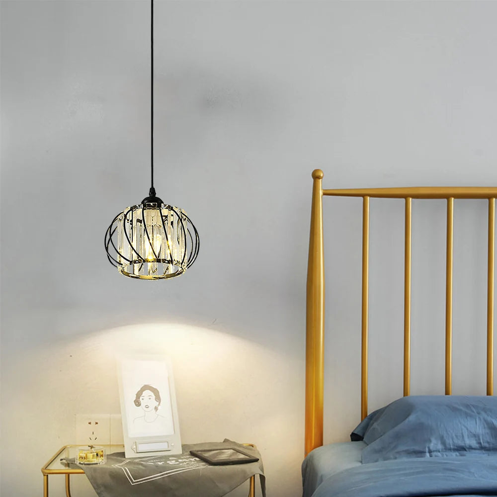 Simple Nordic Glass Chandelier with Modern LED Lighting | Elegant Polished Metal Shade in Gold or Black Semi-Flush Mount Design