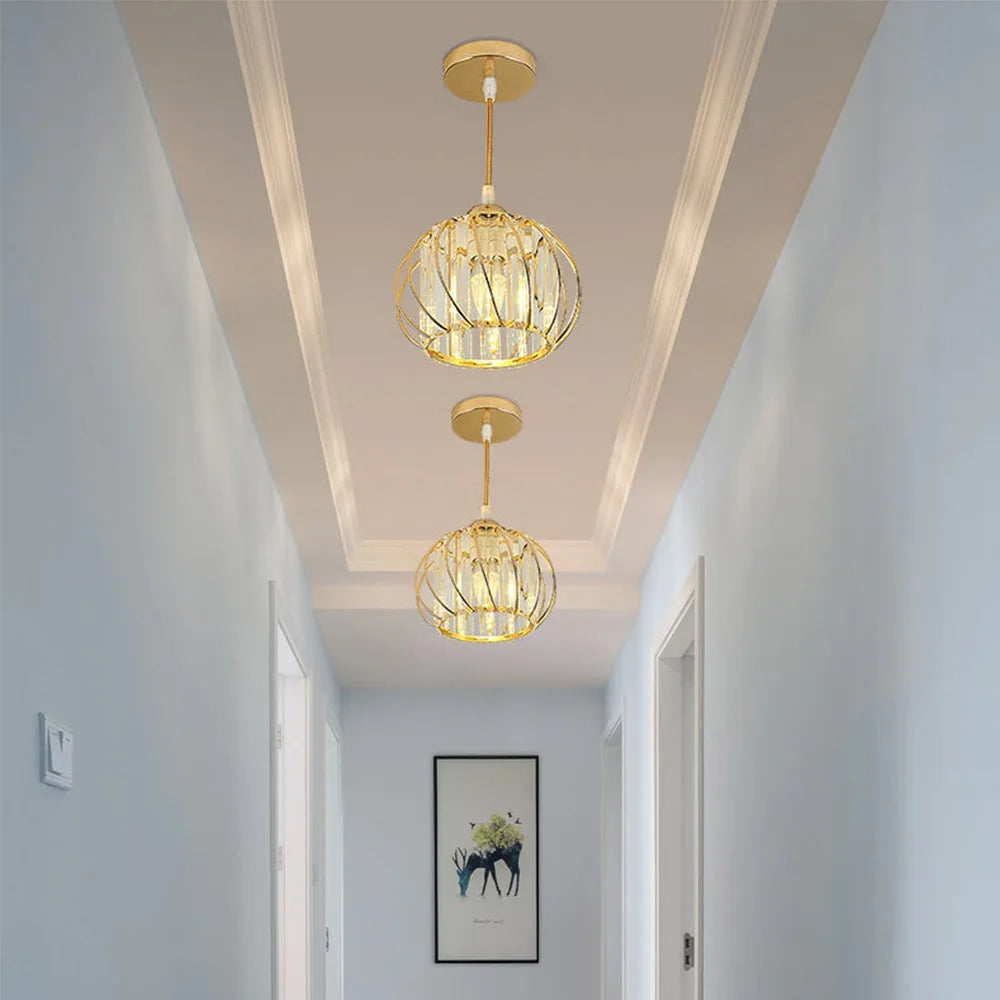 Simple Nordic Glass Chandelier with Modern LED Lighting | Elegant Polished Metal Shade in Gold or Black Semi-Flush Mount Design