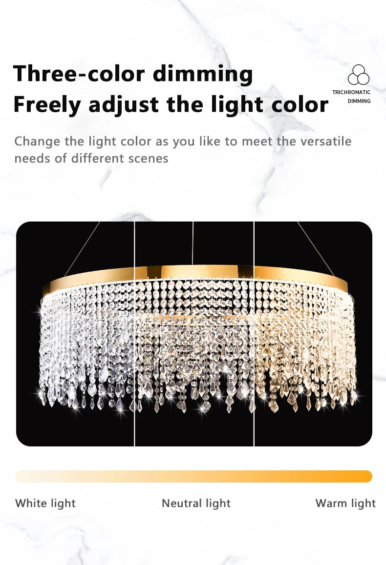 Living Room Luxury Chandelier Crystal Hanging Lamp Modern Home Decor LED Luster for Dining Room Pendant Lighting Fixture