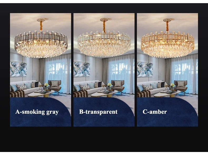 LED Crystal Chandeliers - Gold Luxury Lighting for Dining Living Room Bedroom and Kitchen Island - Indoor Hanging Light