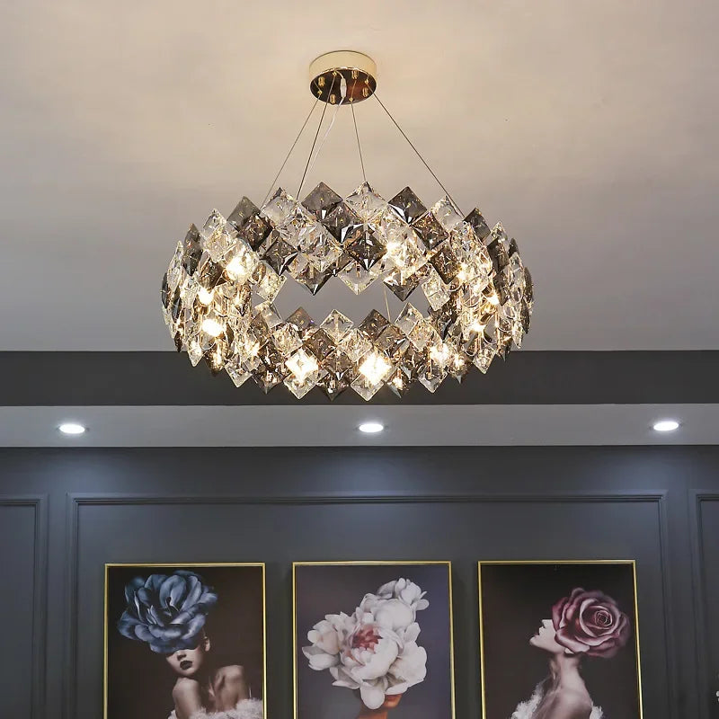 Postmodern Crystal Chandelier for Living Room  Bedroom - Elegant Three-Color Design for Home  Restaurant