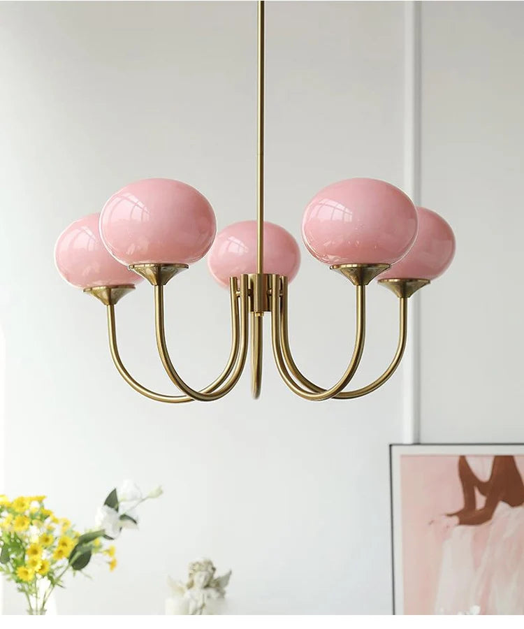 Pink Glass Balls Chandelier Elegance Design for Home and Commercial Space