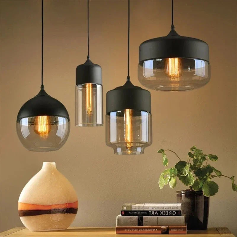 Modern LED Pendant Light Fixtures Nordic Glass Wood Chandelier for Living and Dining Room Light Bedroom Wood Color Hanging Lamp