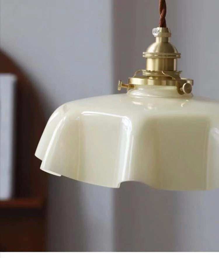 Classic French Stained Glass Pendant Lights for Bar Restaurant Balcony Bedroom Modern Simple Flowers Ceiling Lamps Plafone