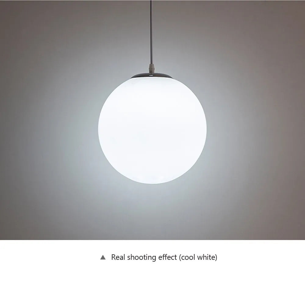 Home Decor Pendant Lights - White Glass Ball Hanging Lamps for Bar Dining Room and Bedroom Clothing Store LED Ceiling Chandeliers