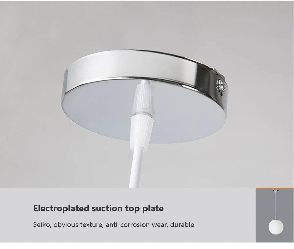 Home Decor Pendant Lights - White Glass Ball Hanging Lamps for Bar Dining Room and Bedroom Clothing Store LED Ceiling Chandeliers