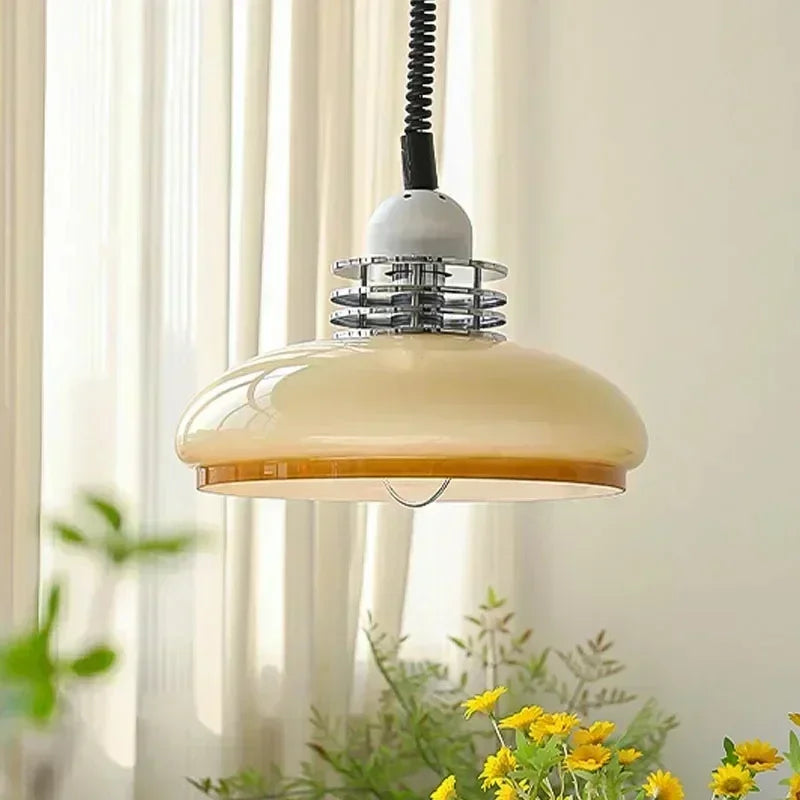 Bauhaus Glass Pendant Light LED Medieval Retro Retractable Chandeliers Restaurant Bar Bedroom Study Pendant Hanging Lamp Lustre