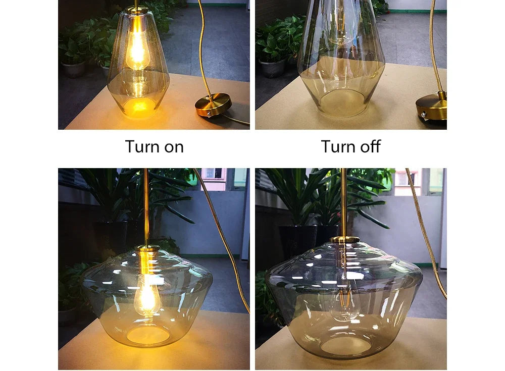 Amber Glass Chandelier Pendant Light for Dining Room Living Room Bedroom Hotel Cafe and Bar Decor