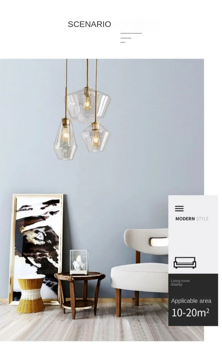 Minimalist Dining Room Chandelier Bedside Lamp Kitchen Bar Table Lamp Bedroom Lighting Glass Light Luxury Nordic Lamps