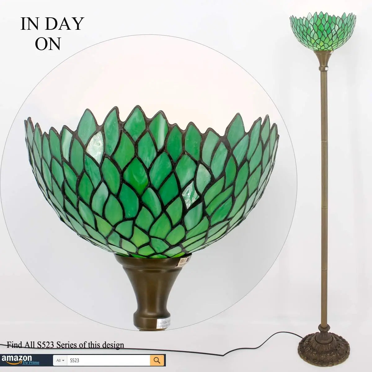 Green Wisteria Stained Glass Floor Lamp - 66 Corner Torch with 12 Shade Elegant Lighting