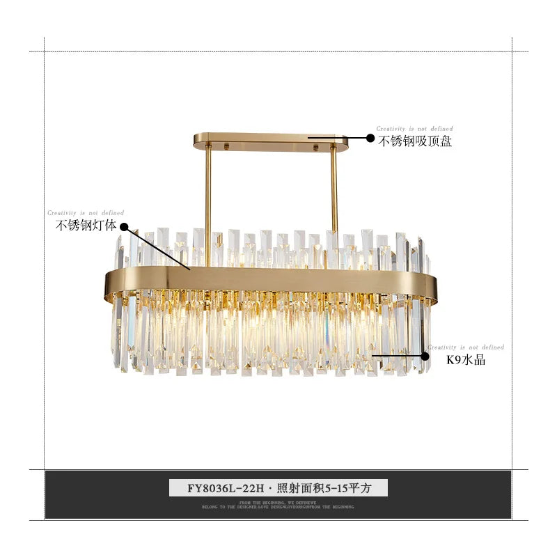 Modern Crystal Chandelier with Polished Stainless Steel Finish - Elegant LED Lighting for Living Room Dining Room and Bedroom