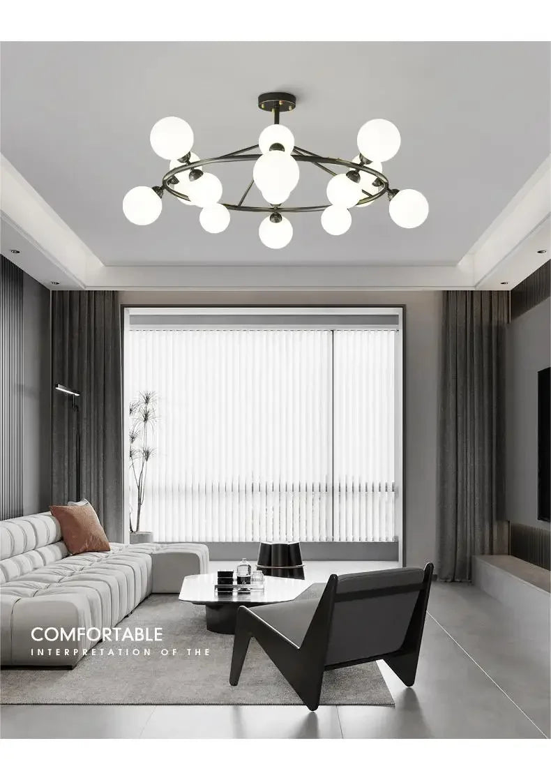 Magic Bean Glass Ball LED Pendant Chandelier for Living Room Bedroom Home Hanging Suspension Lighting Fixture Decor