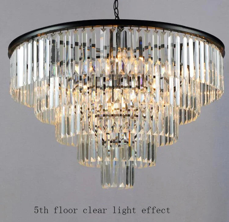 Modern Crystal Chandelier Elegant K9 Crystal Smoky Gray Crystal Suspension Lamps for Cafe Restaurant Hotel