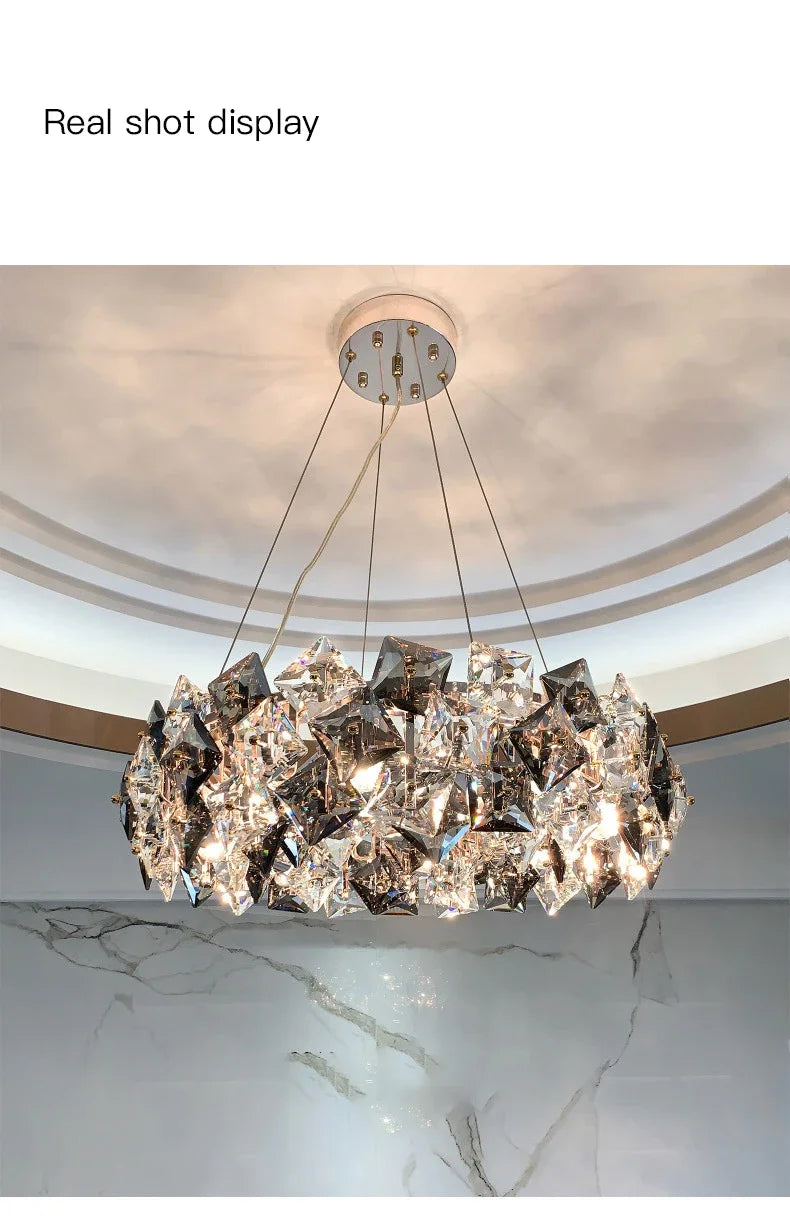Postmodern Crystal Chandelier for Living Room  Bedroom - Elegant Three-Color Design for Home  Restaurant