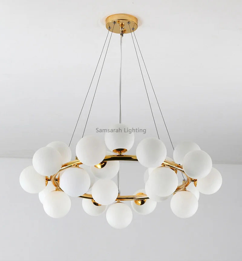 Contemporary LED Bubble Glass Pendant Chandelier for Living and Dining Rooms