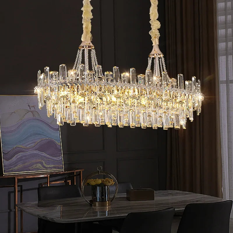 New Modern Light Luxury Crystal Lamp Home Living Room Bedroom Dining Room Living Room Luxury Villa Suspended Crystal Chandelier