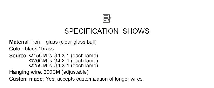 Nordic Chandeliers Lighting Clear Glass Ball Pendant Lights Dining Room Bedroom Decorate Kitchen Fixture Bedside Bar Hanging Lamp