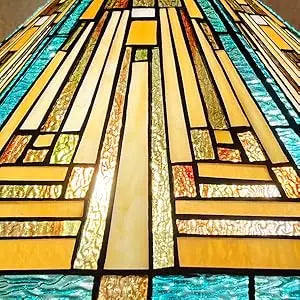 Mission Style Green Stained Glass Floor Lamp - Antique Double Light Reading Lamp with Handcrafted Elegance for Home Decor