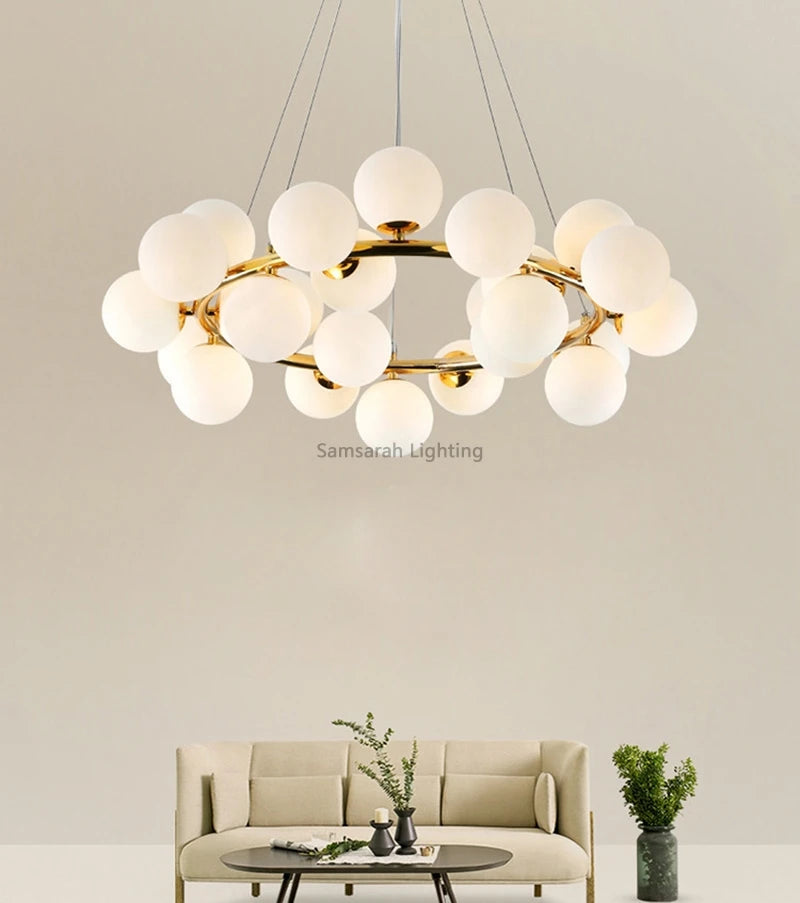 Contemporary LED Bubble Glass Pendant Chandelier for Living and Dining Rooms