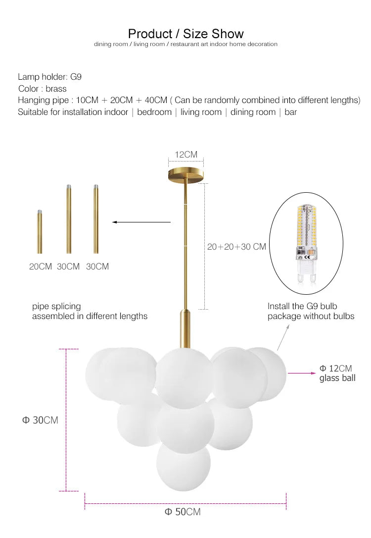 Luxury Glass Chandelier Lighting for Living Room Decor Dining Table Pendant Lights Indoor Restaurant Apartment Hanging Lamp