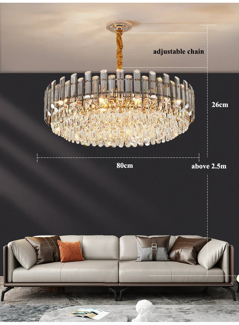 LED Crystal Chandeliers - Gold Luxury Lighting for Dining Living Room Bedroom and Kitchen Island - Indoor Hanging Light