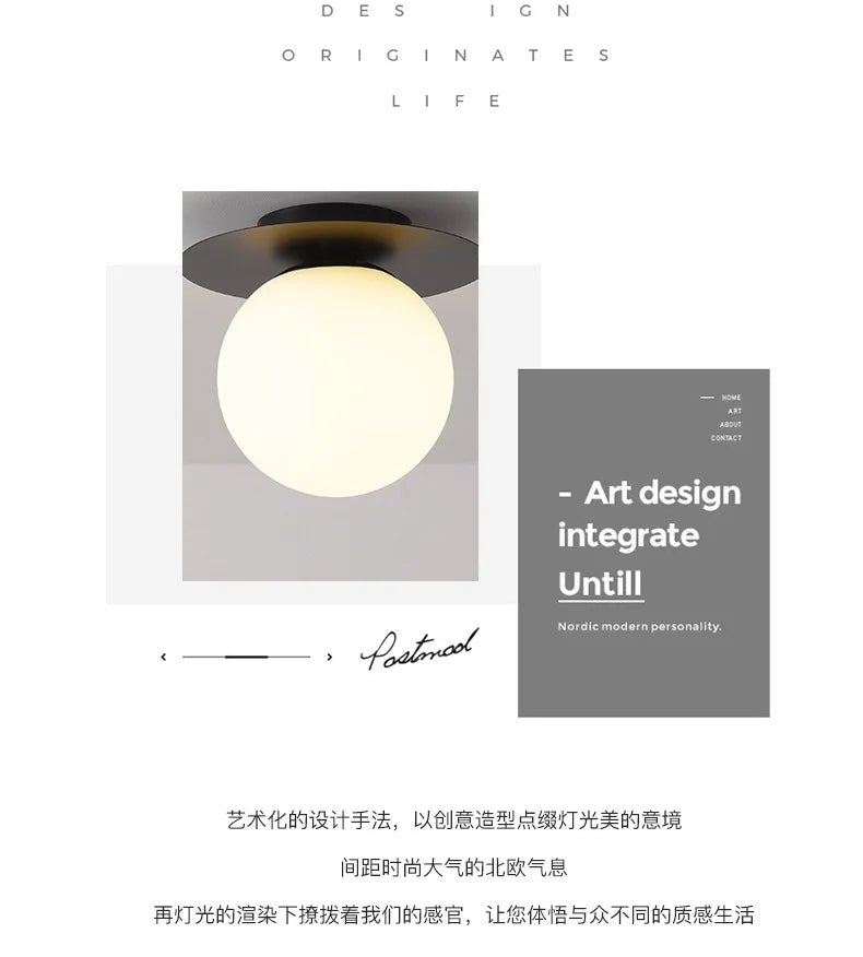 Modern Black Gold LED Ceiling Lamp - Elegant Glass Ball Chandelier Light for Home and Balcony Fixtures