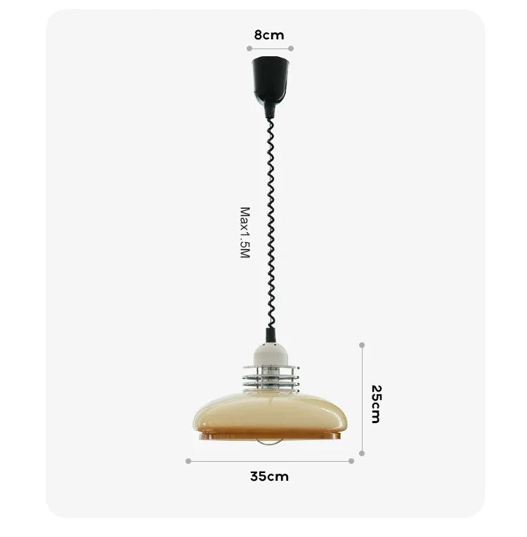 Bauhaus Glass Pendant Light LED Medieval Retro Retractable Chandeliers Restaurant Bar Bedroom Study Pendant Hanging Lamp Lustre