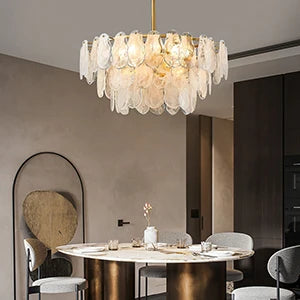 Crystal Luxury Pendant Lamp Glass Metal LED Chandeliers for Living Room and Dining Room Decoration Hanging Ceiling Light Fixture